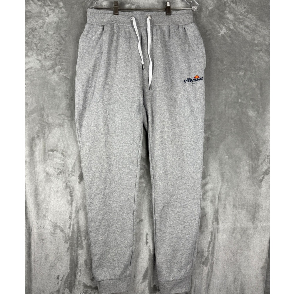 ellesse Tennis‎ Joggers Mens Grey Sweatpants Elastic Waist Drawstring Size UK L